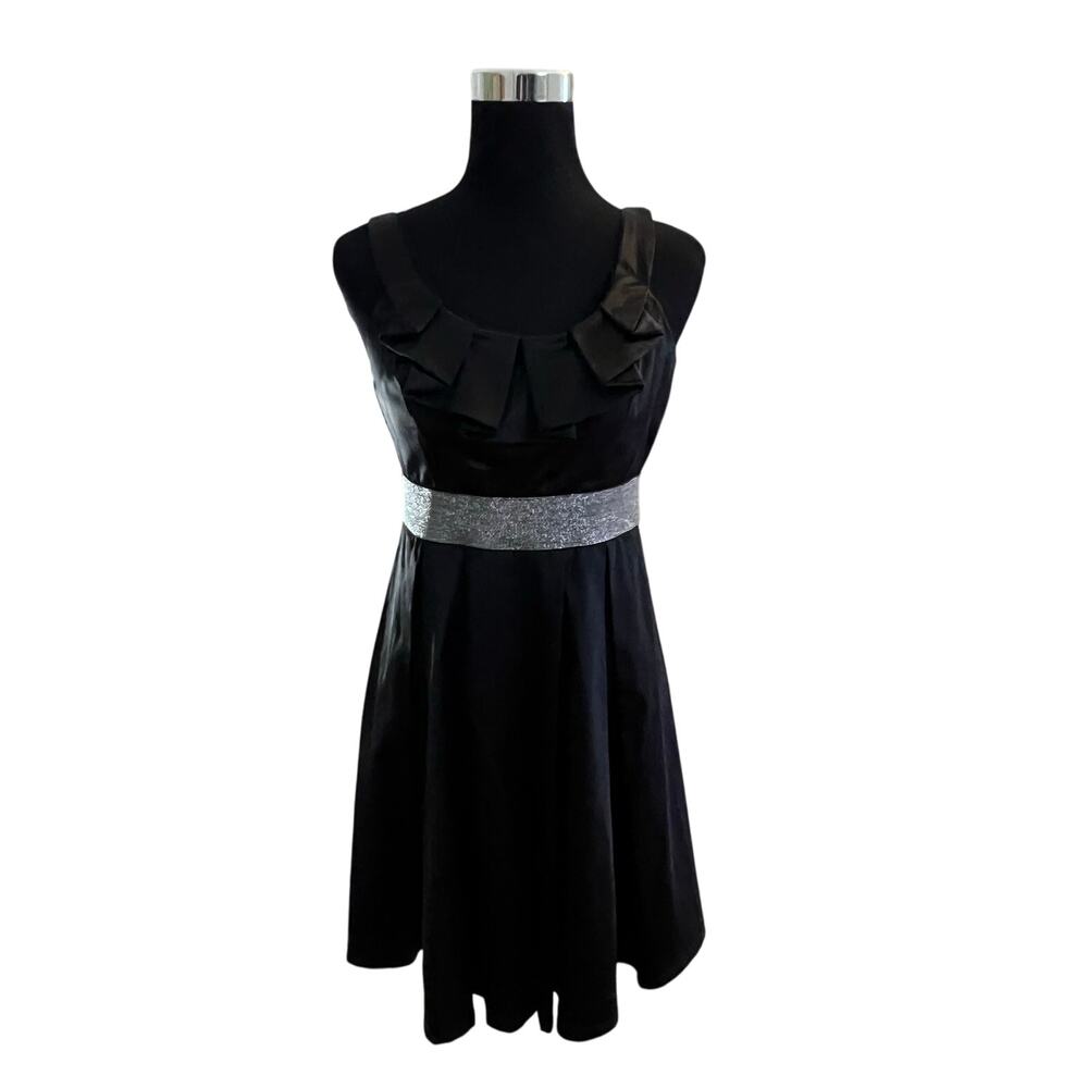 NWT Sequin Hearts Black Party Dress Juniors 9 Metallic Waistband